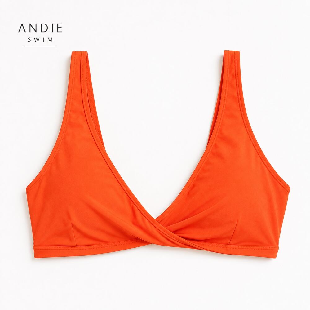 Andie Swim Belmar Bikini Top Sire Orange Large Plunge Sustainable NWT